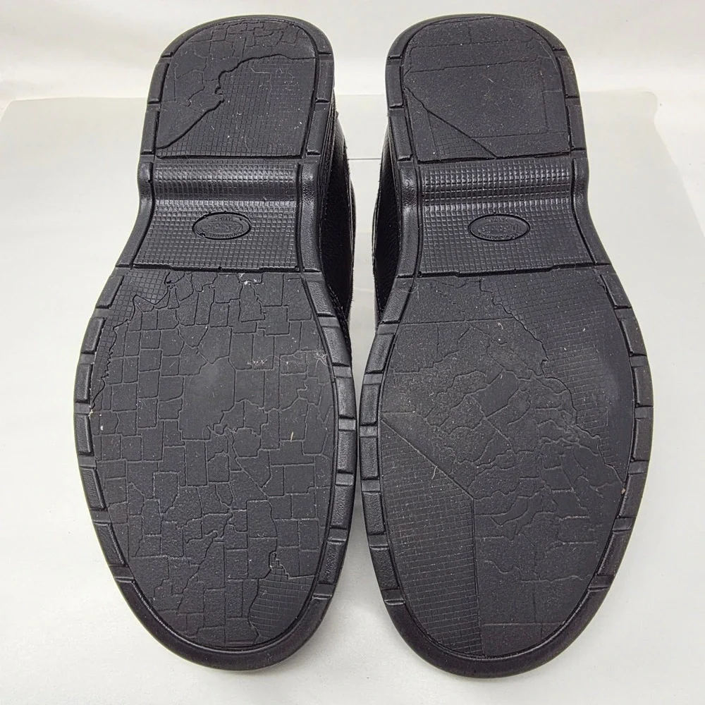 Dr. Scholls Matt Oxford Mens 9.5 Advanced Comfort Black Leather Strap Shoes Good